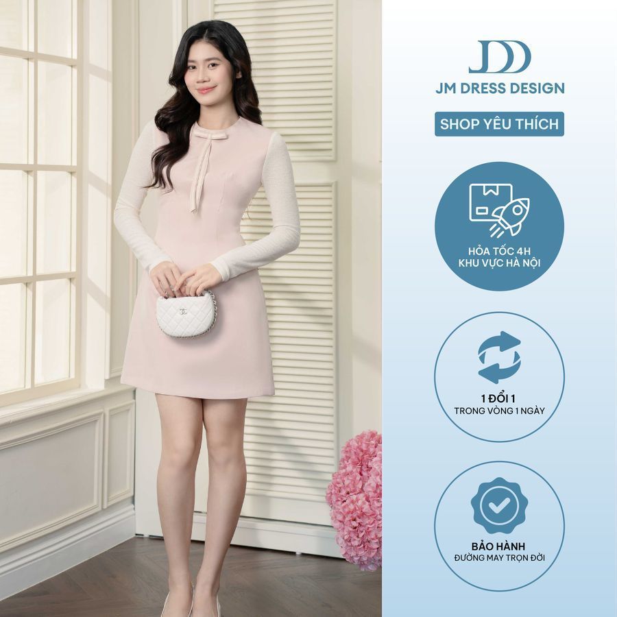 Đầm Thu Đông Dáng A Dài Tay Thanh Lịch Công Sở Dự Tiệc 1F28.2510. Váy Công Sở Dài Tay Nữ Form A Sang Trọng By JM