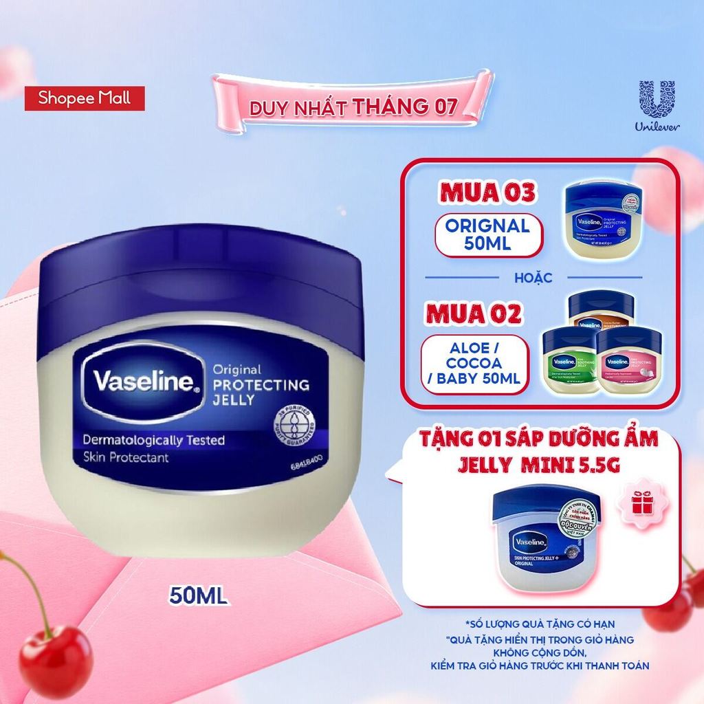 Sáp Vaseline Protecting Jelly dưỡng ẩm 50ml/42g (tùy chọn Original / Baby / Cacao Butter / Aloe)