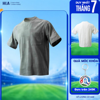 Áo Thun Nam HLA Trơn Ngắn Tay Basic, Logo Thêu Họa Tiết, Co Giãn Thấm Hút