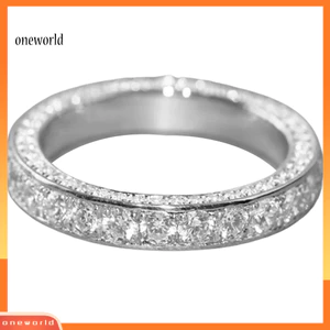 Một thế giới| Nhẫn Cưới Full Kim Cương Giả Thời Trang Ngón Tay Tinh Tế Kẻ Sọc Nữ Phụ Kiện Trang Sức Cho Bữa Tiệc