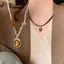 Vintage Da Nâu Đá Mặt Dây Chuyền Nelace Staing Choker Tính Khí Xương Đòn Dây Xích Dành Cho Nữ Cô Gái Thu Đông Nelace VN