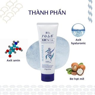Sữa Rửa Mặt Hatomugi Ý Dĩ Trắng Da, Dưỡng Ẩm Cleansing Facial Foam 130g/170g Nhật Bản