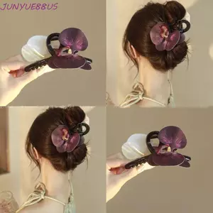 JUNYUE88US Móng Vuốt Tóc Hoa, Bohemia Barrettes Đuôi Ngựa Kẹp Tóc Phong Lan Bướm, Kẹp Sáng Tạo Kẹp Cá Mập Kẹp Tóc Dễ Thương Kẹp Cá Mập Lớn Kẹp Hàng Ngày
