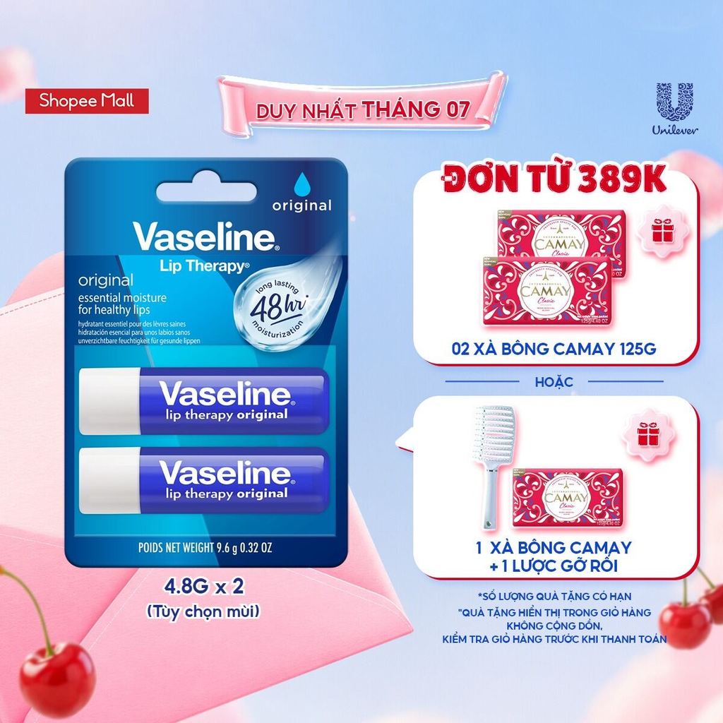 [New 2026] Combo 2 son dưỡng môi Vaseline Lip Stick 4.8g