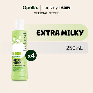 Bộ 4 chai Sữa Tắm Gội Trẻ Em Lactacyd Baby Extra Milky Làm Sạch Dịu Nhẹ và Dưỡng Ẩm Vượt Trội 250ml/chai