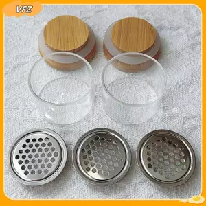 VFZ Crystal Glass Powder Liquid Wash Pen Nail Cup Liquid Crystal Cup Dụng cụ làm móng có nắp lưới thép không gỉ Louislifecool
