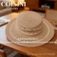 Trà Trắng Qinghuan Raffia Tay Dệt Flat Top Lớn Vành Nữ Phong Cách Mới Mùa Hè Chống Nắng Rỗng Thanh Lịch Mũ