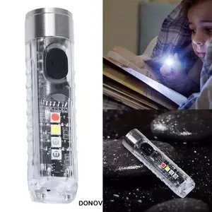 Đèn pin móc khóa Mini DONOVANQQ, Đèn pin di động 10 chế độ chống nước, Đèn pin LED đa chức năng siêu sáng bền bỉ Cắm trại