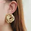 HFSHY Thời Trang Đơn Giản Màu Vàng Xoắn Ốc Xoắn Ốc Bông Tai Nữ Kim Loại Không Đều VN
