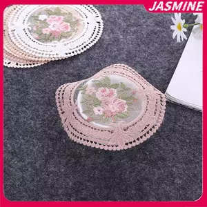 JASMINE 12cm Vintage Ren Coaster Placemat Thêu Thủ Công Bát Cà Phê Coaster Phong Cách Châu Âu Vải Chống bỏng Tấm Bàn Thảm JASMINE