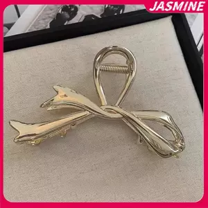 JASMINE 2023 Móng Vuốt Kim Loại Kẹp Nơ Nút Thắt Cá Mập Kim Loại Kẹp Tóc Bạc Phong Cách Vuốt Tiên Tiến Đa Năng Ba Đầu Thìa Trang Trí Tóc Mũ Nón JASMINE