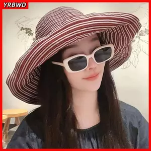 Mũ xô YRBWD, Mũ câu cá nơ chống nắng, Mũ ngư dân chống tia cực tím có thể điều chỉnh sọc mùa hè