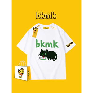 Áo thun thiết kế bkmk in hình mèo 200GSM mềm mại chất lượng cao hợp thời trang mùa hè nam dáng rộng nửa tay ngắn quần áo cotton nguyên chất phổ biến 0704