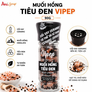 Muối Hồng Tiêu Đen Vipep 90g, Himalayan Pink Salt and Black Pepper, Muối Khoáng Tự Nhiên Cao Cấp