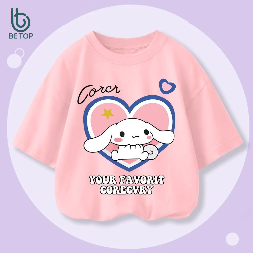 Áo Thun Form Rộng Tay Lỡ Bé Gái BETOP, Áo Phông Premium Cotton In Hình KUROMI Cute, Đáng Yêu Cho Bé Từ 1-10 Tuổi
