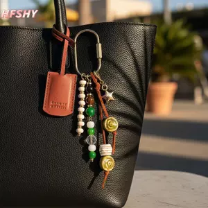 HFSHY Handmade Hạt Conch Mặt Dây Chuyền Móc Khóa Bohemian Dệt Dây Túi Thời Trang Trang Trang Trí Cho Nữ Sử Dụng Hàng Ngày Quà Tặng VN