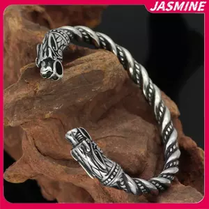 JASMINE Rồng Thép Không Gỉ Vòng Tay Trang Sức Phụ Kiện Thời Trang Viking Vòng Tay Nam Dây Đeo Tay Vòng Tay Cho Nữ Lắc Tay JASMINE
