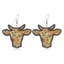 Bông tai bằng gỗ hướng dương Retro Bull Head Bông tai in hình độc đáo