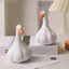 {WELV}Resin Duck Figurine with Garlic Detail Cartoon Desk Ornament White 11.5 x 7.8 cm