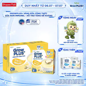 Thùng 12 lốc GrowPLUS+ Váng sữa công thức Sữa non Immunel Hỗ trợ tăng đề kháng (55g x 48 hộp)