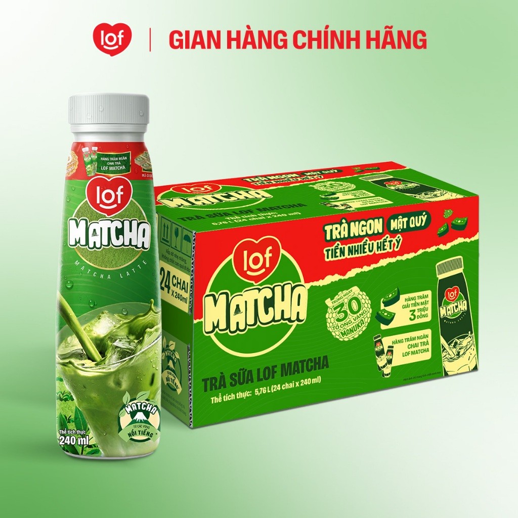 [SHOPEE OA] Trà sữa Lof Matcha thùng 24 chai x 240ml