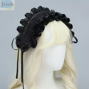 Băng Đô JVSUB Gothic, Mũ Đội Đầu Cosplay Ruy Băng Gothic, Có Kẹp Tóc Trái Tim Tình Yêu Ren Xù Mũ Phụ Kiện Tóc