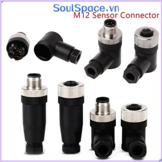 Đầu cảm biến SOULSPACE M12 4-5-8 chân, phích cắm hàng không, bộ chuyển đổi nguồn thẳng, khớp nối ren vít