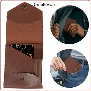 Ví nhỏ gọn đa chức năng ORDOBOX, Ví tối giản mỏng chống thấm nước bằng da PU thủ công, Hộp đựng thẻ khe cắm bút tích hợp đi lại hàng ngày