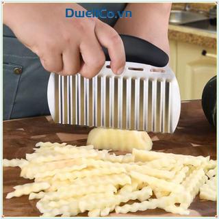 Máy cắt khoai tây DWELLCO, Máy thái khoai tây hạng nặng bằng thép không gỉ, nếp nhăn có tay cầm Máy xay rau gợn sóng