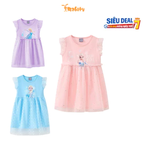 Đầm thun voan lấp lánh tay cánh tiên Elsa Disney bé gái Rabity 550.033