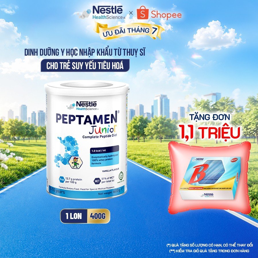 Sữa Bột NESTLÉ PEPTAMENJUNIOR Thụy Sĩ Hỗ Trợ Kém Hấp Thu,Giảm Chức Năng Tiêu Hóa 400G
