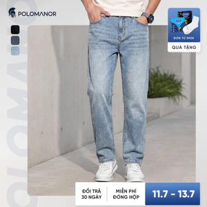 Quần jean nam ống rộng POLOMANOR, BST THE REAL JEANS, form Straight thoải mái, dễ mặc dễ phối