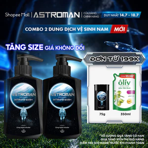 Combo 2 Dung Dịch Vệ Sinh Nam Giới ASTROMAN 120MLx2 Kháng Khuẩn, Dịu Nhẹ Cho Da