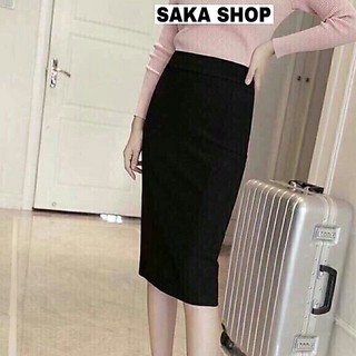 Chân váy công sở ôm nữ dáng dài có sẻ sau vải thun gân dày dặn