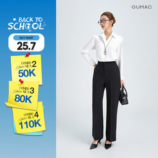 Quần Tây Nữ GUMAC Ống Rộng Form Cơ Bản Lưng Có Con Đỉa Tôn Dáng Hiện Đại LQG0110 - LQG0412 
