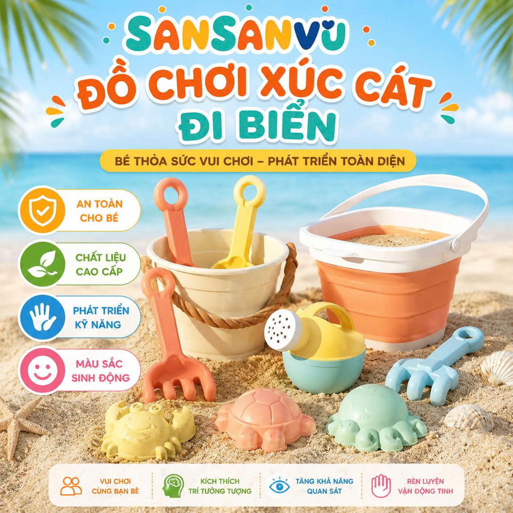 Đồ Chơi Xúc Cát Đi Biển Xe Xúc Cát Đi Biển Cho Bé