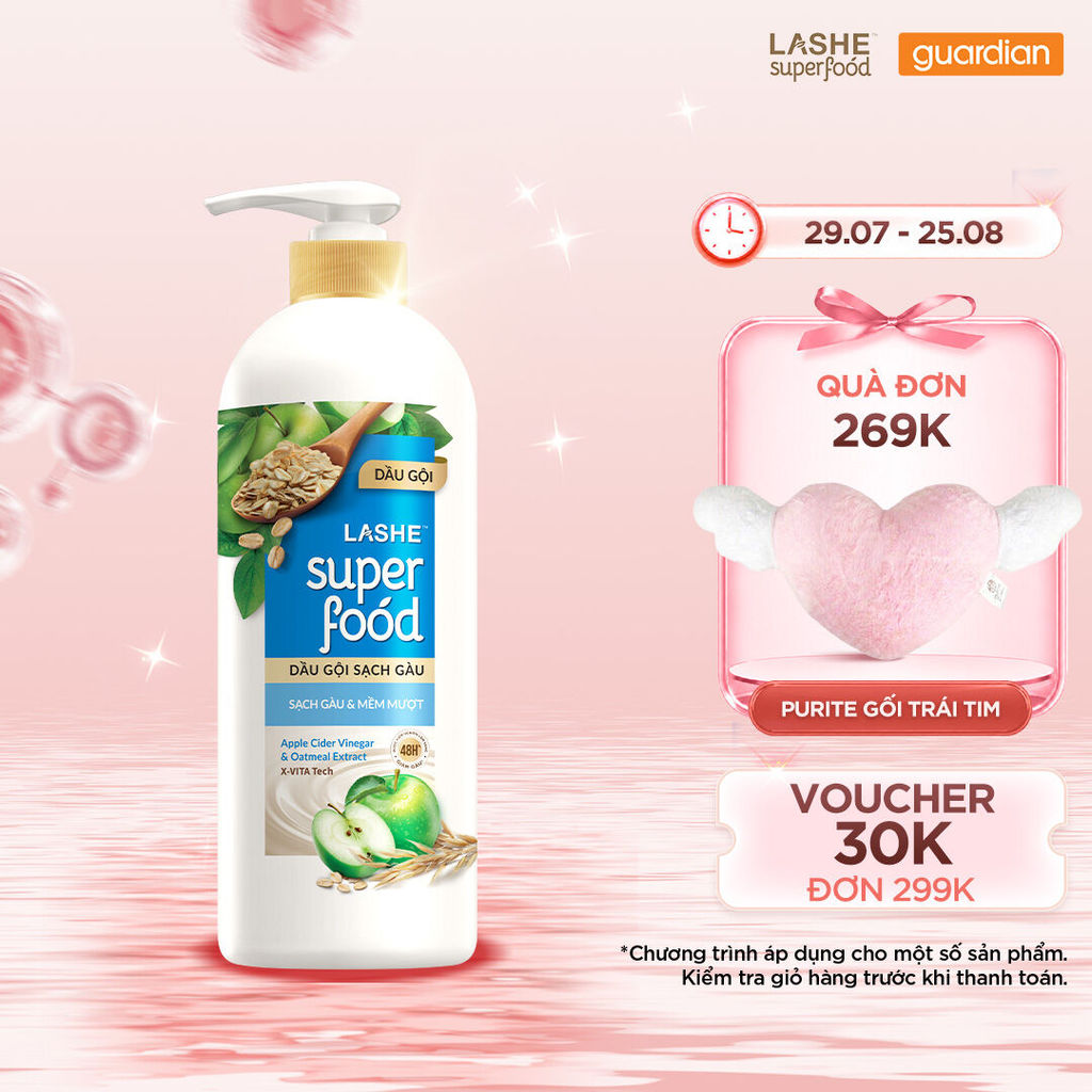 Dầu Gội Sạch Gàu Suôn Mượt Lashe Superfood (Phục Hồi Hư Tổn/ Ngăn Gãy Rụng) 640g