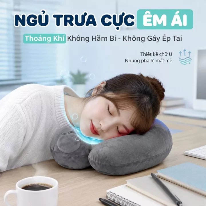 Tự Động Bơm Hơi/Có Thể Tháo Giặt Gối Cổ Du Lịch Xách Tay/Gối Tự Bơm Hơi Thông Minh/Gối Ô Tô Đa Năng Gối Cổ Du Lịch Chữ U/Gối Ô Tô Chỉnh Tư Thế/Gối Hỗ – 3