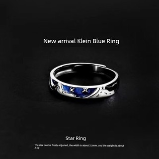 nhẫn bạc nữ nhẫn bạc 925 S925 Bạc Klein Xanh Nhẫn Nam Nữ Niche Phong Cách Thoáng Mát Độc Đáo Hợp Thời Trang Ánh Sáng Sang Trọng Ngôi Sao Mở Chỉ Số Nhẫn