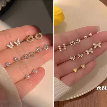 Bông Tai Bông Tai Bông Tai Bông Tai Bông Tai Bông Tai Bông Tai Bông Tai Bông Tai Bạc Nhỏ Bộ Bông Tai Kết Hợp Phong Cách Ngọt Ngào Thiết Kế Niche Bông Tai Không Gây Dị Ứng 8.12 DD