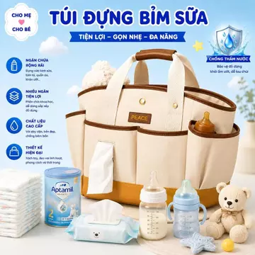 Túi xách bỉm sữa vải canvas WIHA cao cấp, đựng tã bỉm đa năng tiện dụng cho mẹ và bé, kèm lót ngăn dung tích lớn TX02