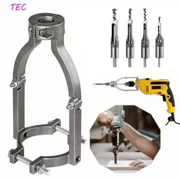 Giá đỡ cố định máy khoan lỗ vuông TEC, Giá đỡ gắn máy khoan điện chắc chắn có thể điều chỉnh, di động với 4 chiếc Máy khoan lỗ vuông Bộ chuyển đổi mũi khoan cho máy khoan