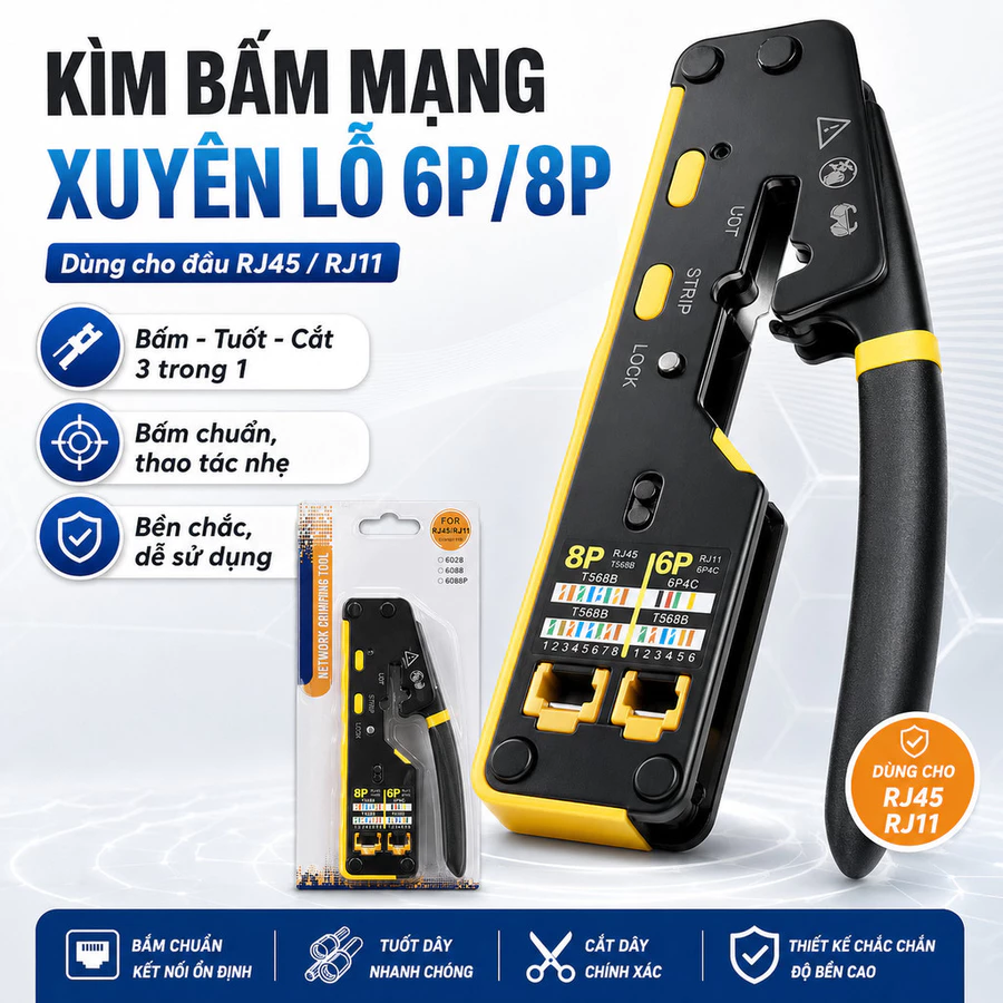 Ảnh kìm bấm mạng RJ45 xuyên thấu trên Shopee