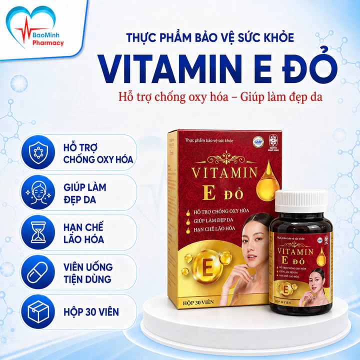 30 viên Vitamin E lô hội bổ sung vitamin E giúp trắng da, đẹp da, giảm nám, chống nhăn da chống lão hóa da