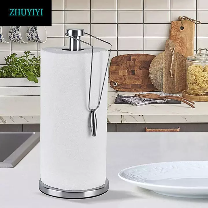 ZHUYIYI Giá Giấy Cuộn Trang Trí Tiện Ích Nhà Bếp Bằng Thép Không Gỉ Tiện Ích Trang Trí Bàn Nhà Có Kẹp Dọc Khăn Giấy Chống Trơn Trượt Giá Để Đồ
