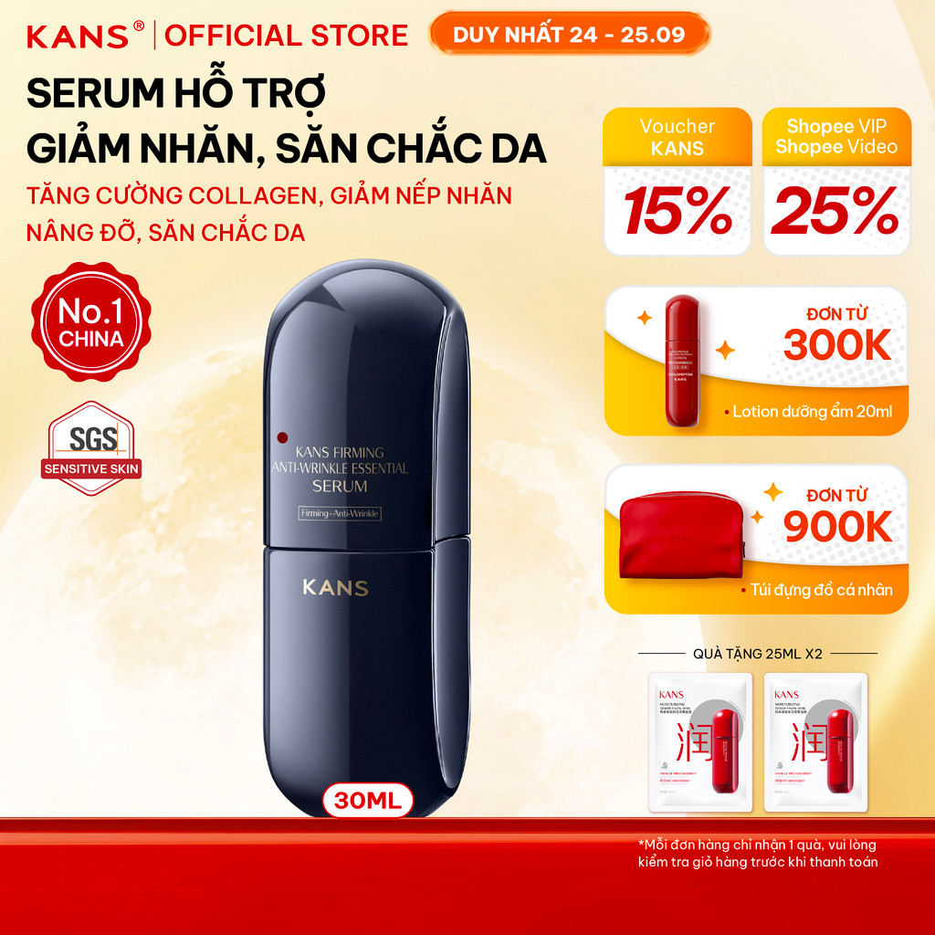 [HÀNG MỚI VỀ] KANS Serum Săn Chắc Da & Giảm Nếp Nhăn 30ml Giúp Tăng Độ Đàn Hồi, Hỗ Trợ Thúc Đẩy Collagen, Chống Lão Hóa