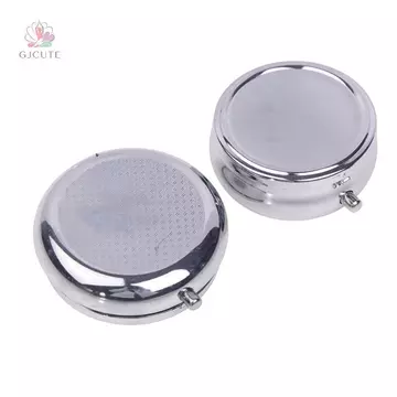GJCUTE Hộp đựng thuốc kim loại Hộp đựng thuốc tròn bằng thép không gỉ Hộp đựng thuốc Hộp đựng thuốc Bộ chia thuốc Hộp kẹo WTD