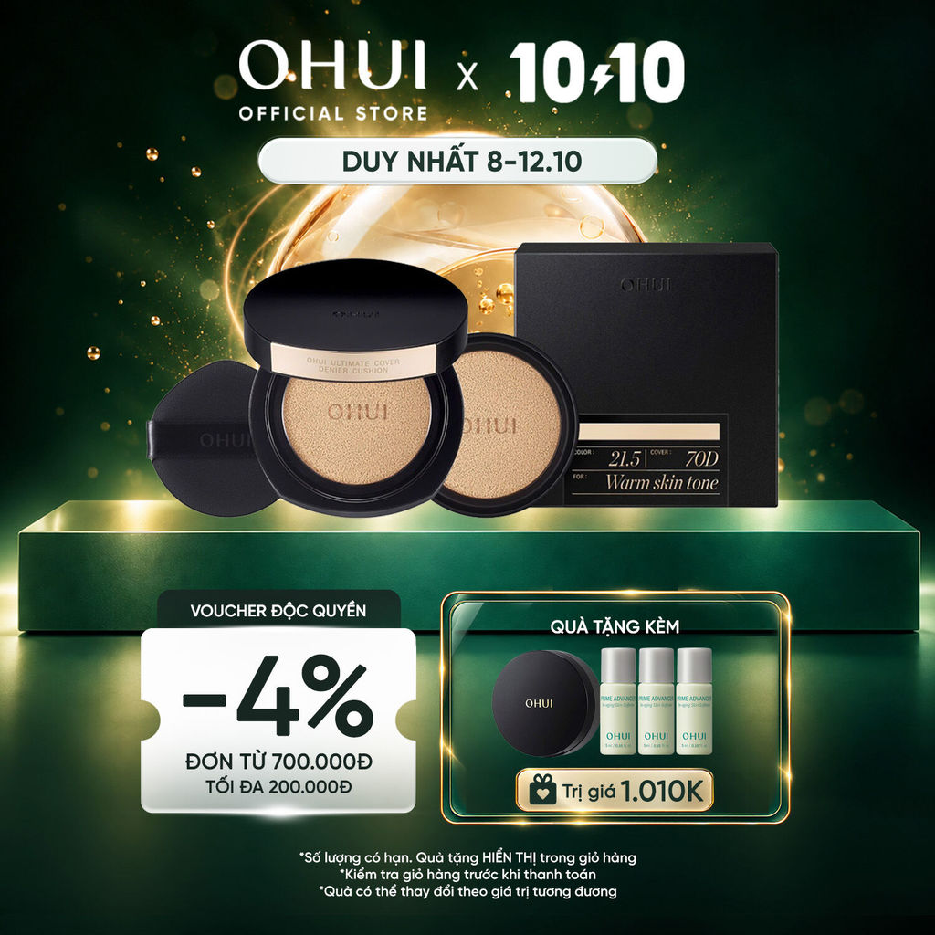 [OHUI Official] Phấn nước kiềm dầu che phủ cao mỏng nhẹ OHUI Ultimate Cover Denier Cushion SPF50/PA+++ 13G (Tặng 1 lõi)