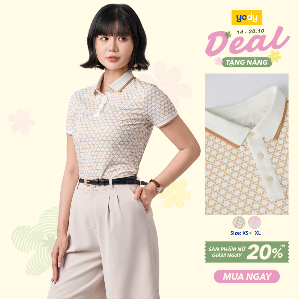 [BST Cooler & Closer] Áo Polo Nữ Yody In Tràn Hoạ Tiết WCPO26A009