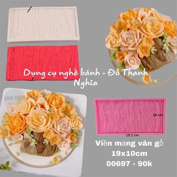 Khuôn Silicon - Viền Mảng Họa Tiết - Vân Gỗ 19x10cm – Làm rau câu nghệ thuật, bánh ngọt, socola